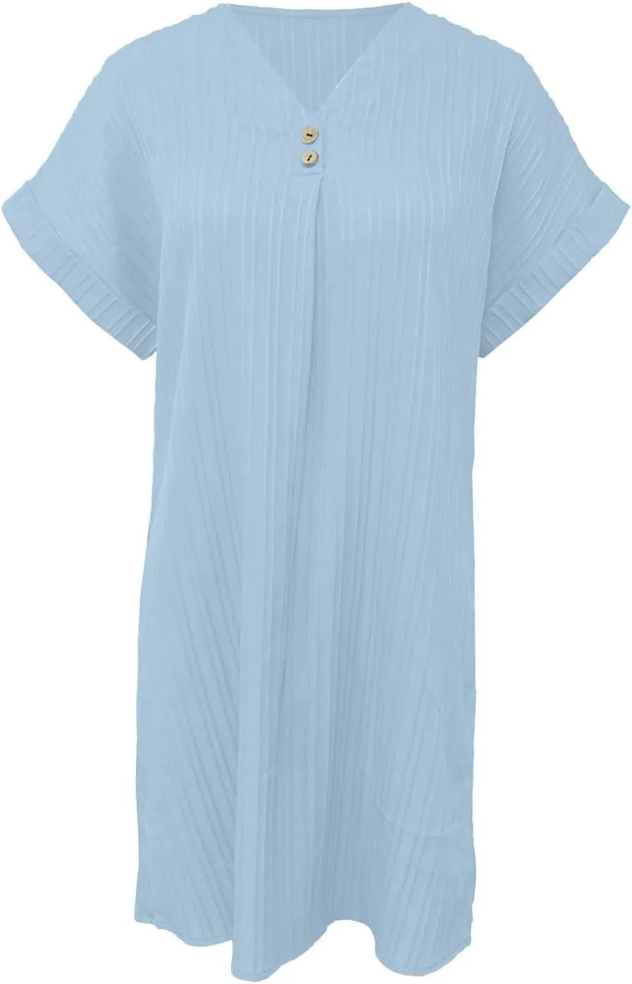 Womens Summer Shirt Dress Short Sleeve Solid Shift Dress Casual Loose Flowy Beach Vacation Sundress with Pockets
