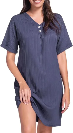 Womens Summer Shirt Dress Short Sleeve Solid Shift Dress Casual Loose Flowy Beach Vacation Sundress with Pockets