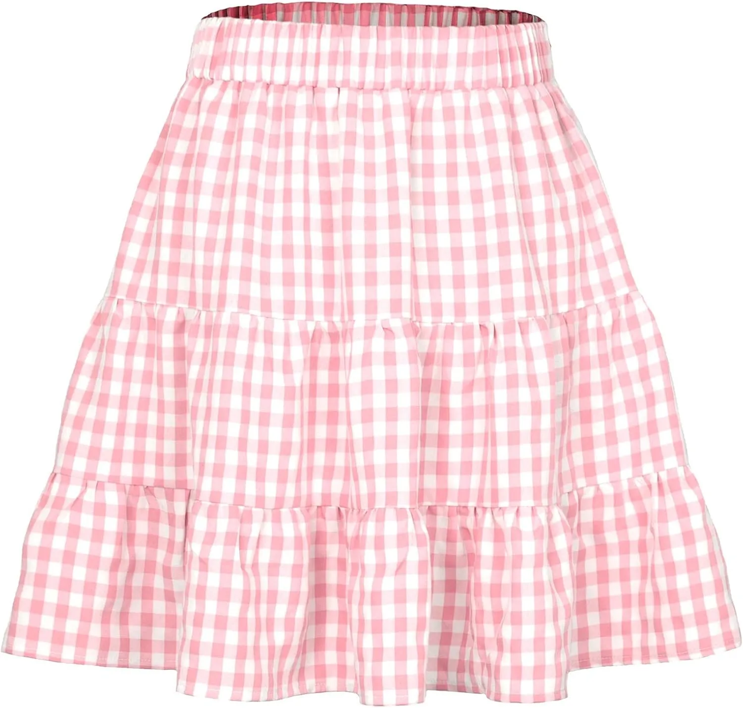 Women's Summer Skirts High Waist Ruffle Tiered Plaid Mini Skirt A line Beach Cute Skirts Pleated Cheer Women