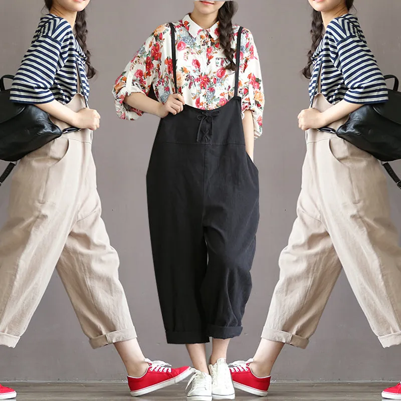 Women's Summer/Autumn Ankle-Length Loose High Waist Overalls