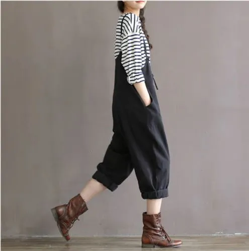 Women's Summer/Autumn Ankle-Length Loose High Waist Overalls