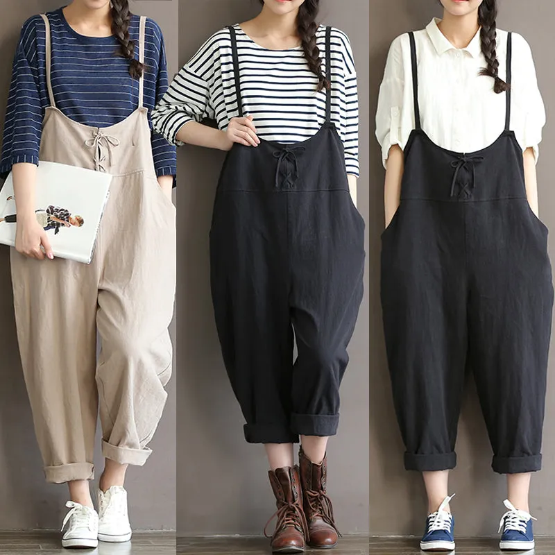 Women's Summer/Autumn Ankle-Length Loose High Waist Overalls