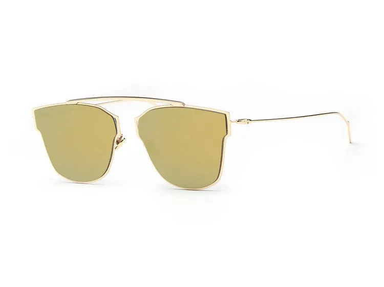 Women's Sunglasses Metal Frame Reflective Coating Mirror Flat Panel Lens Brand Designer Sun Glasses Oculos De Sol