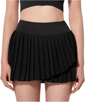 Womens Tennis Dress High Elastic Waisted Fake 2 Piece Anti-Exposed Tennis Skirt Casual Athetic Workout Pleated Lined Skort