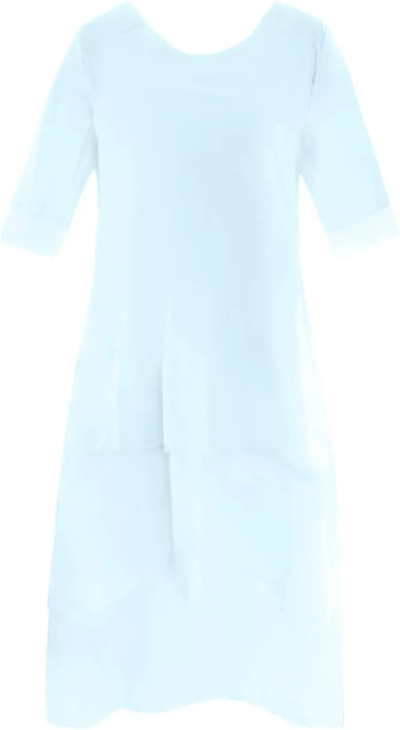 Womens Trendy Dress Layered Flowy Summer Beach Maxi Dresses Elegant Crewneck 3/4 Sleeve Casual Loose Long Skirts
