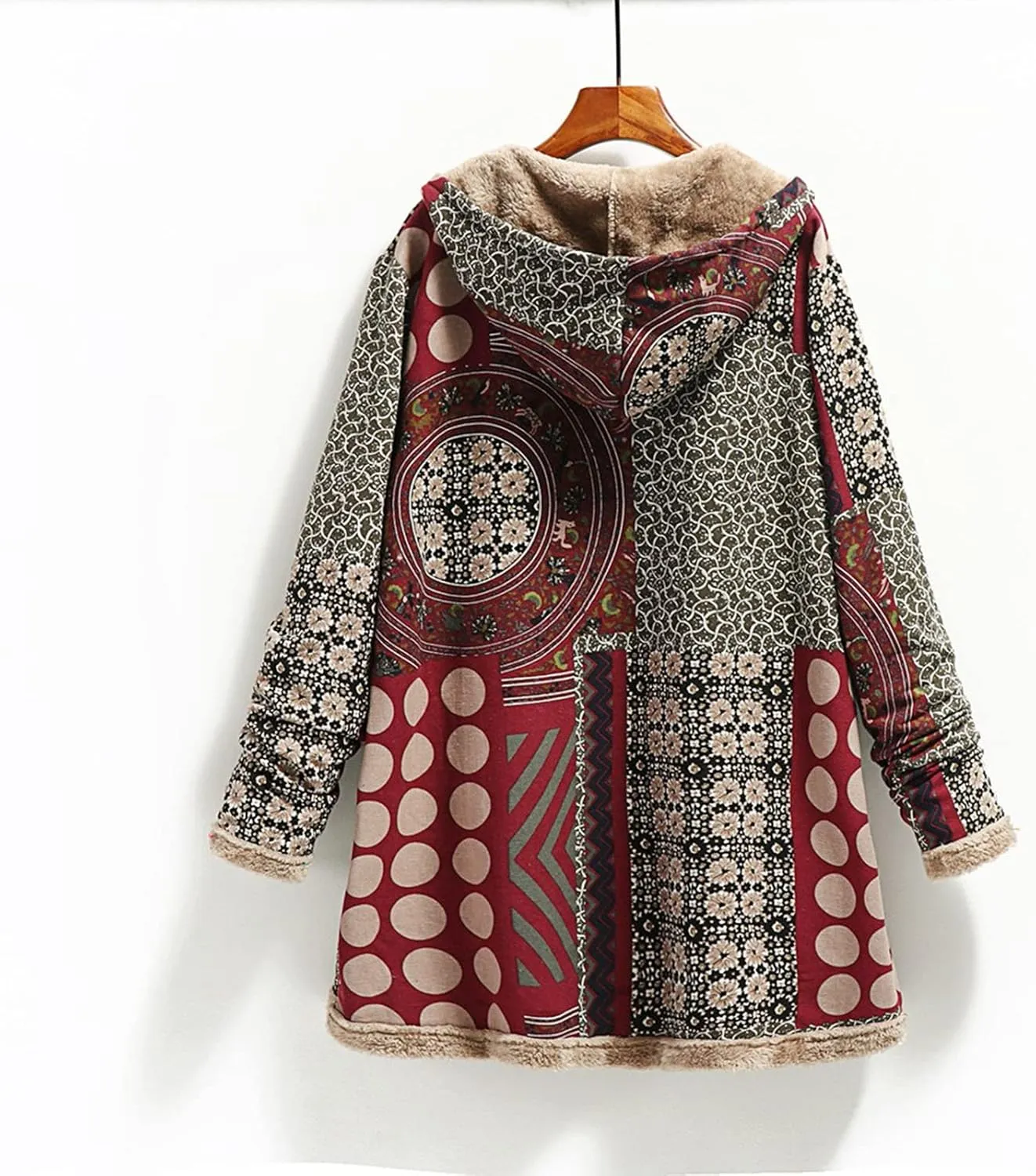 Women's Warm Winter Coat Fleece Lined Parka Western Aztec Print Jacket Vintage Coat Cardigan Outerwear with Pockets