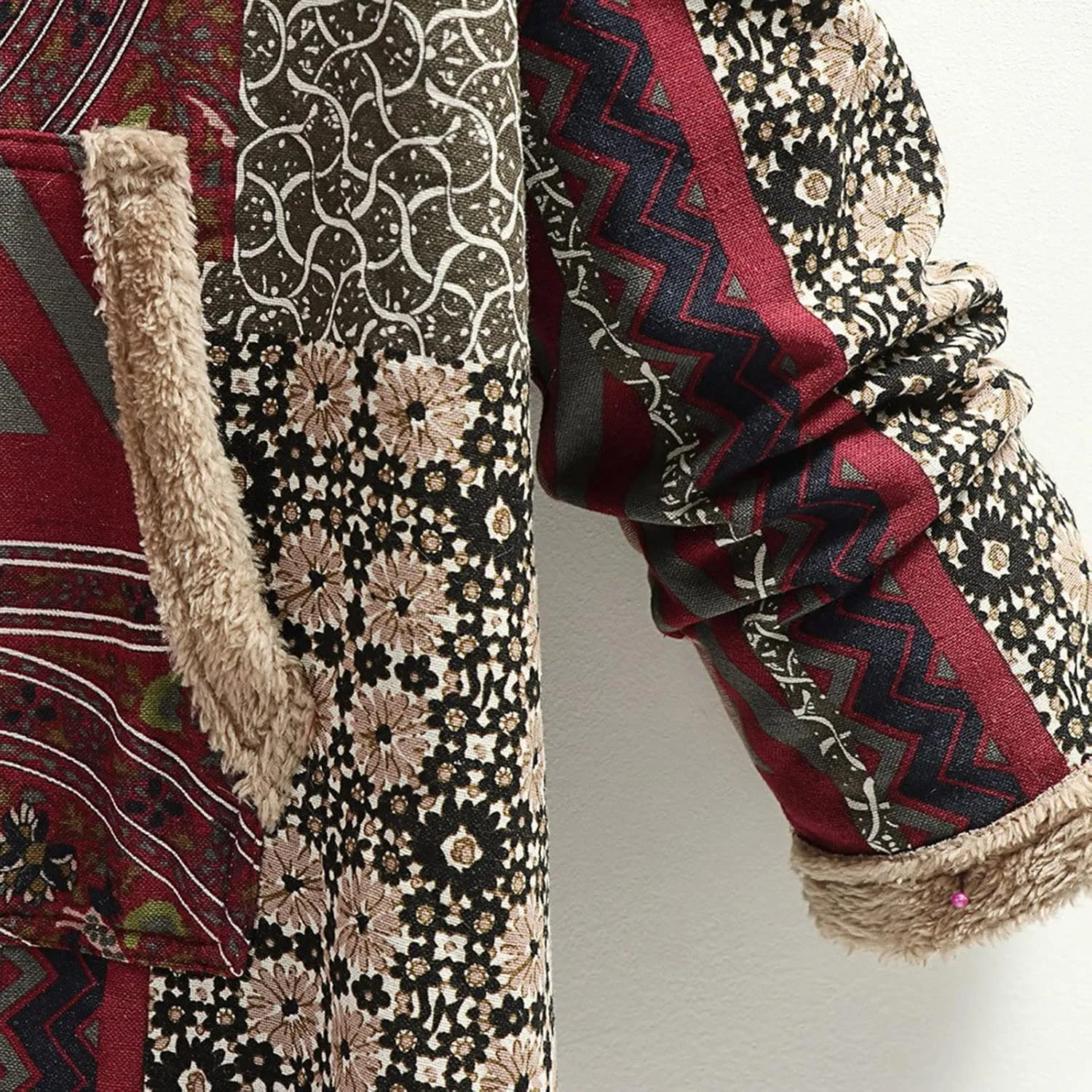 Women's Warm Winter Coat Fleece Lined Parka Western Aztec Print Jacket Vintage Coat Cardigan Outerwear with Pockets