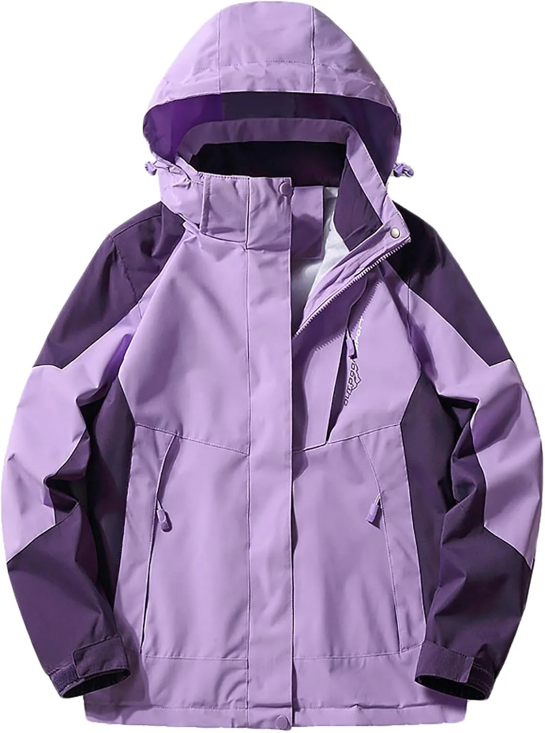 Women's Waterproof Raincoat Lightweight Rain Jacket Hooded Zipper Windbreaker with Pockets for Hiking Travel Outdoor