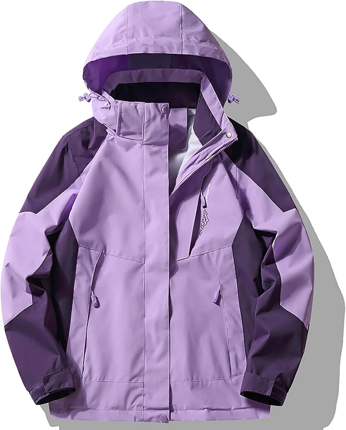 Women's Waterproof Raincoat Lightweight Rain Jacket Hooded Zipper Windbreaker with Pockets for Hiking Travel Outdoor