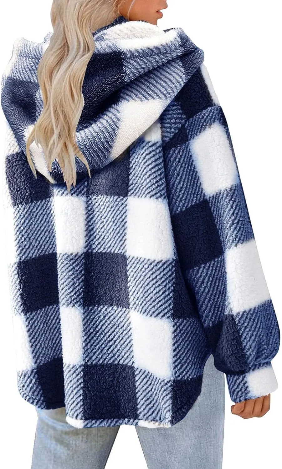 Womens Winter Coats Casual Fleece Jackets Hoodies Open Front Sherpa Warm Plaid Fuzzy Cardigans Trendy Outerwear