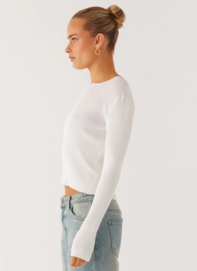 Wonderwall Lace Up Long Sleeve Top - White Wonderwall Lace Up Long Sleeve Top - White