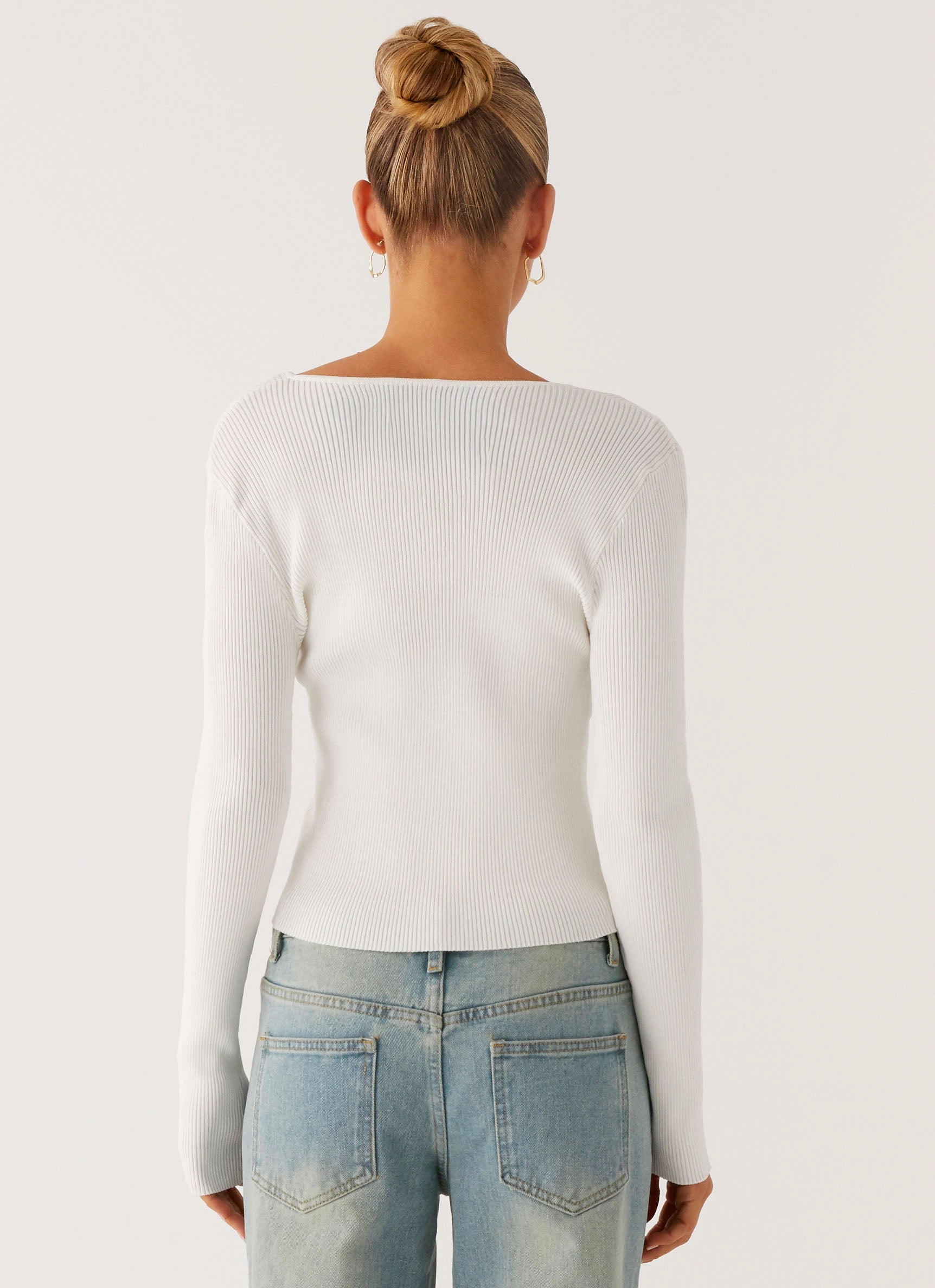 Wonderwall Lace Up Long Sleeve Top - White