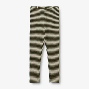 Wool Leggings - green stripe