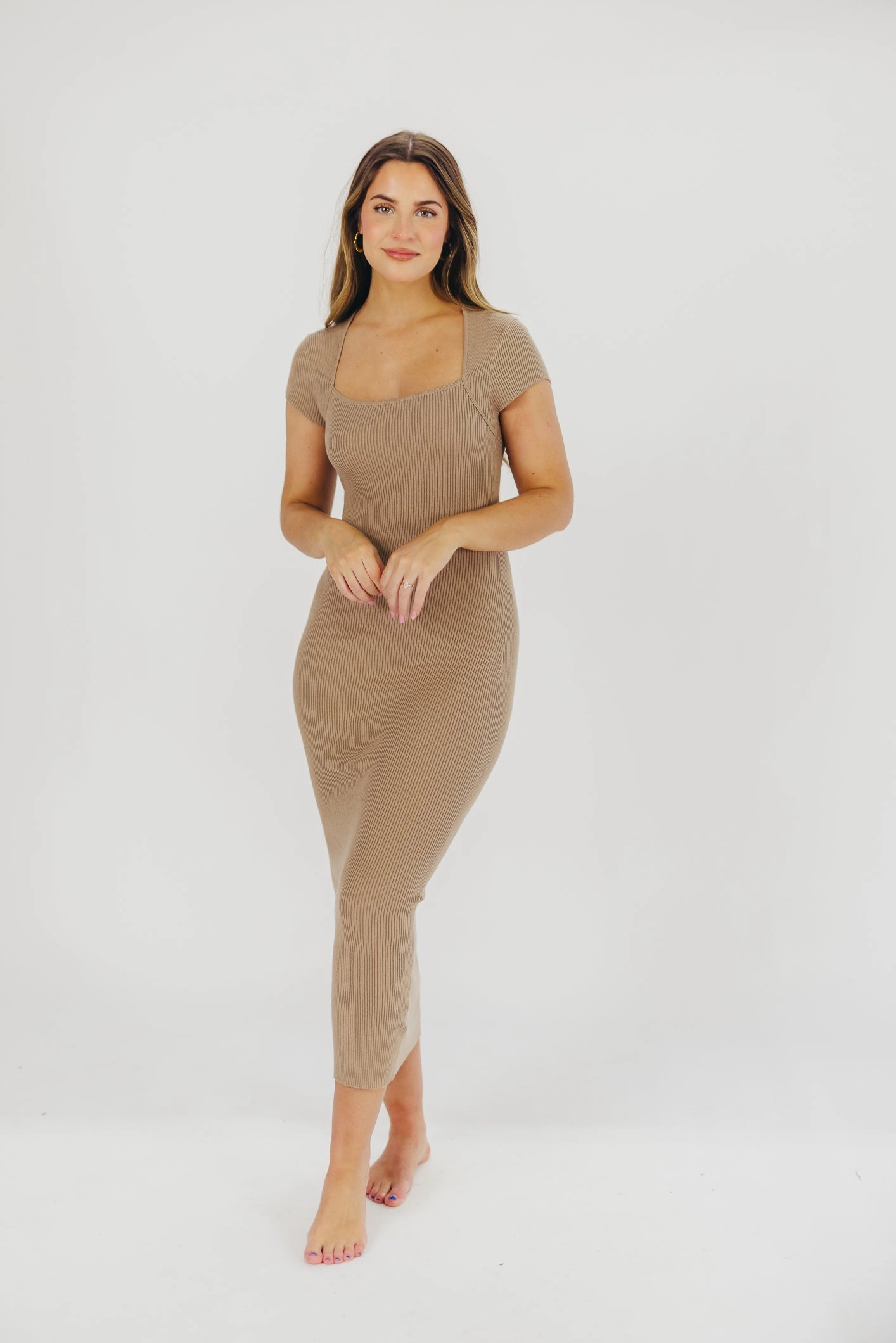 Wren Ribbed Knit Maxi Dress with Square Neckline in Taupe (XS-XL) - Worth Collective Exclusive *Final-Sale*