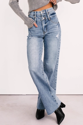 Xander High Rise Double Waist Saige Denim Jeans (Medium) Xander High Rise Double Waist Saige Denim Jeans (Medium)
