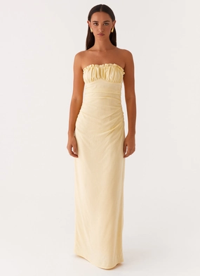 Xena Gathered Maxi Dress - Yellow Xena Gathered Maxi Dress - Yellow