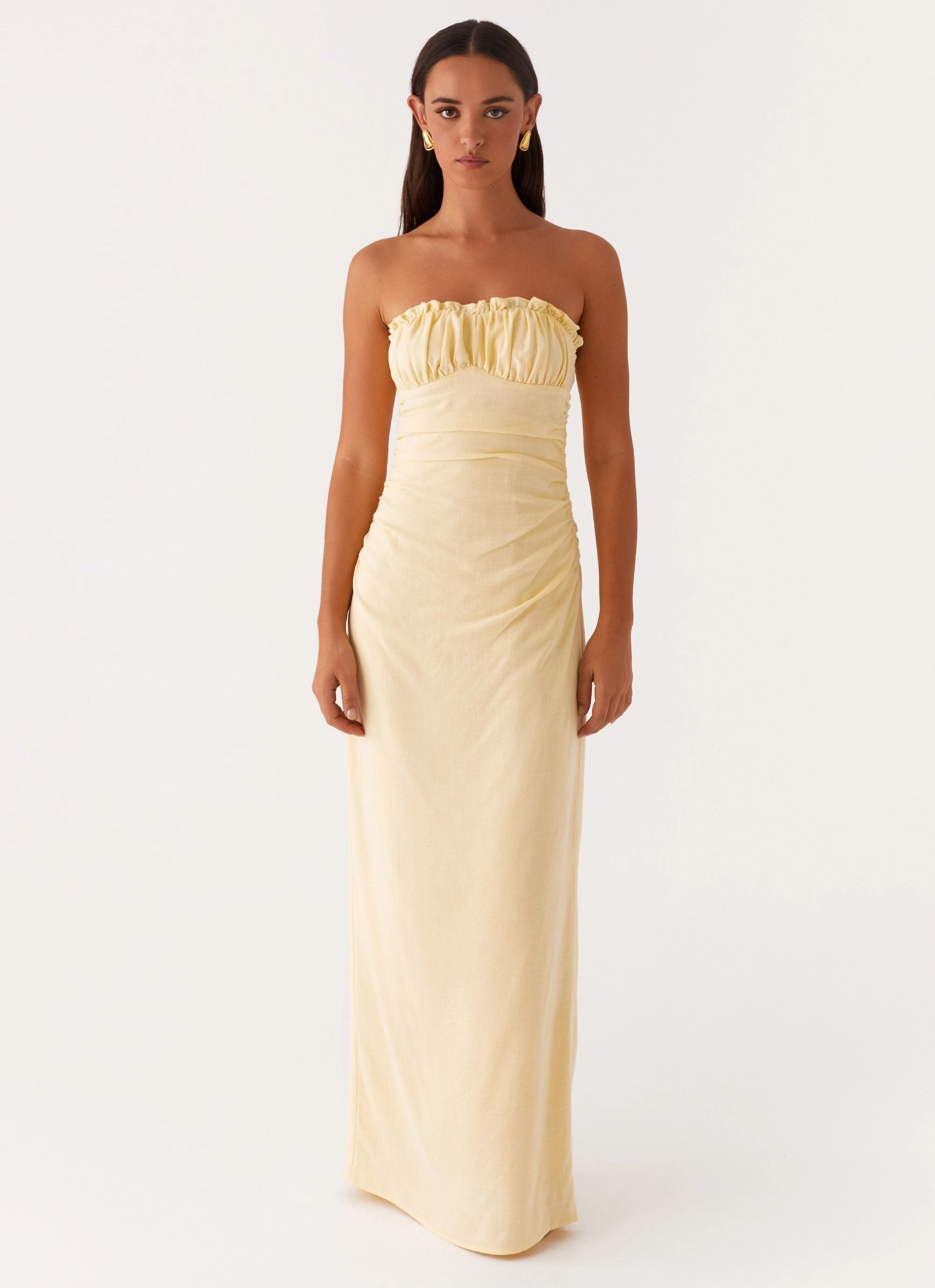 Xena Gathered Maxi Dress - Yellow