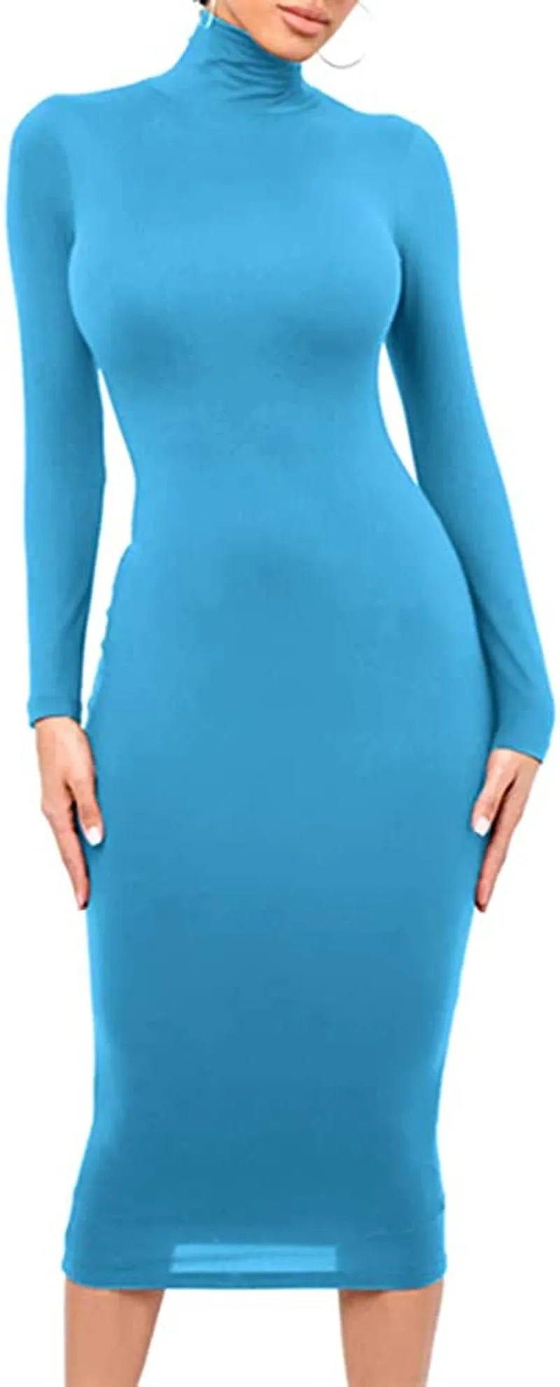Xuan2Xuan3 Women'S Dresses Fall Long Sleeve Snake Printed Zipper Neck Knit Bodycon Evening Party Long Dress