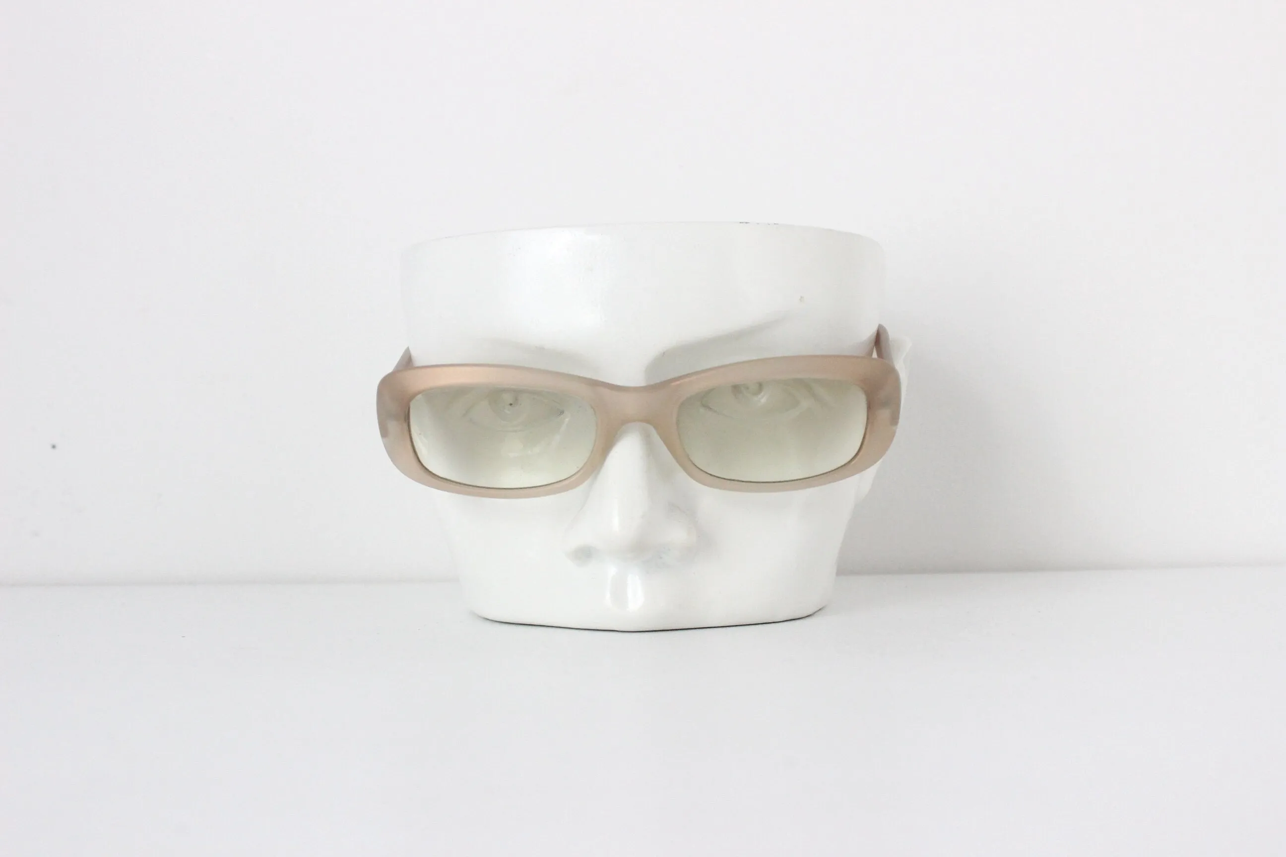 Y2K Revlon Iridescent Gold Rectangular Vintage Sunglasses - Made in Italy