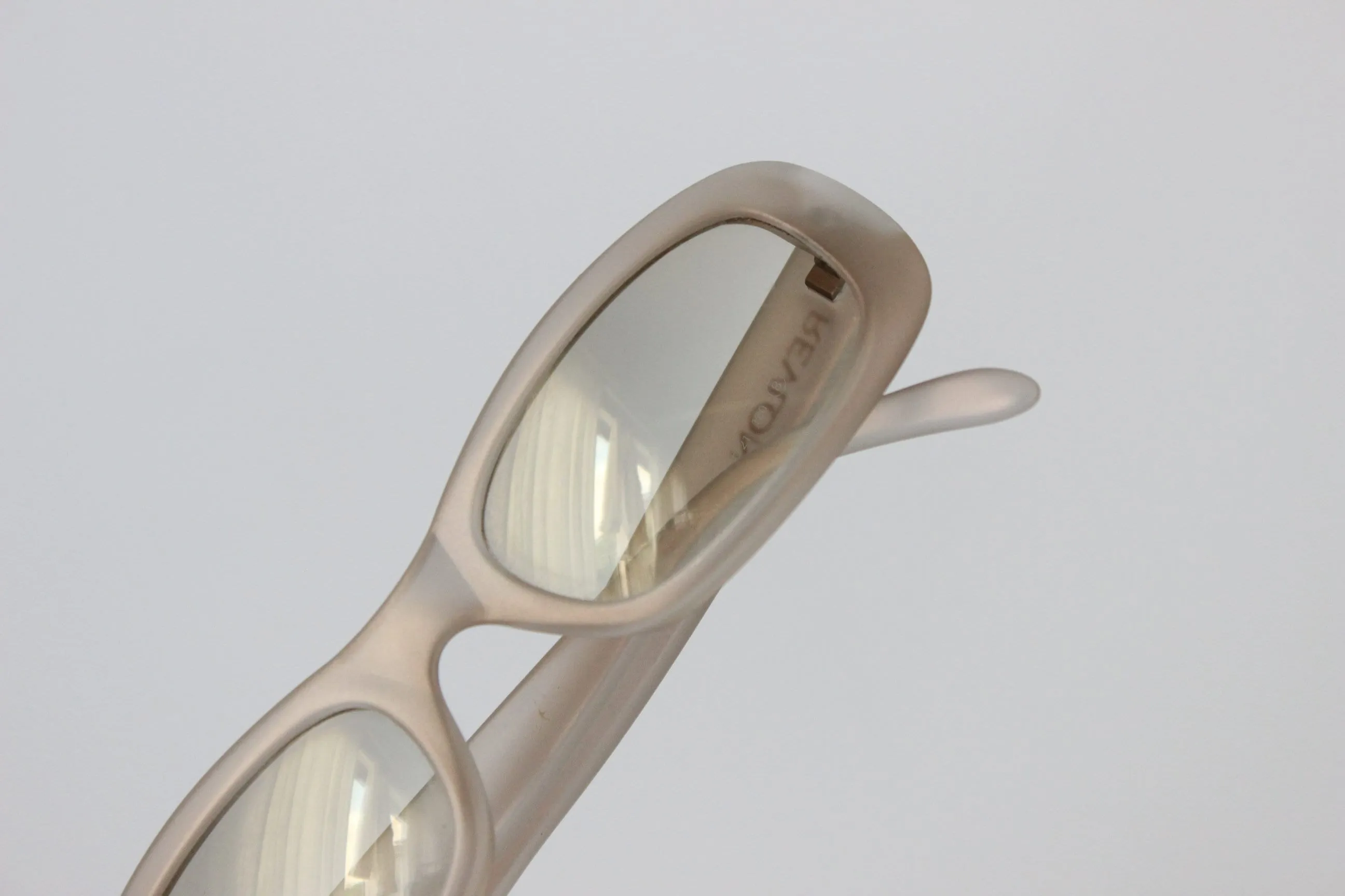 Y2K Revlon Iridescent Gold Rectangular Vintage Sunglasses - Made in Italy