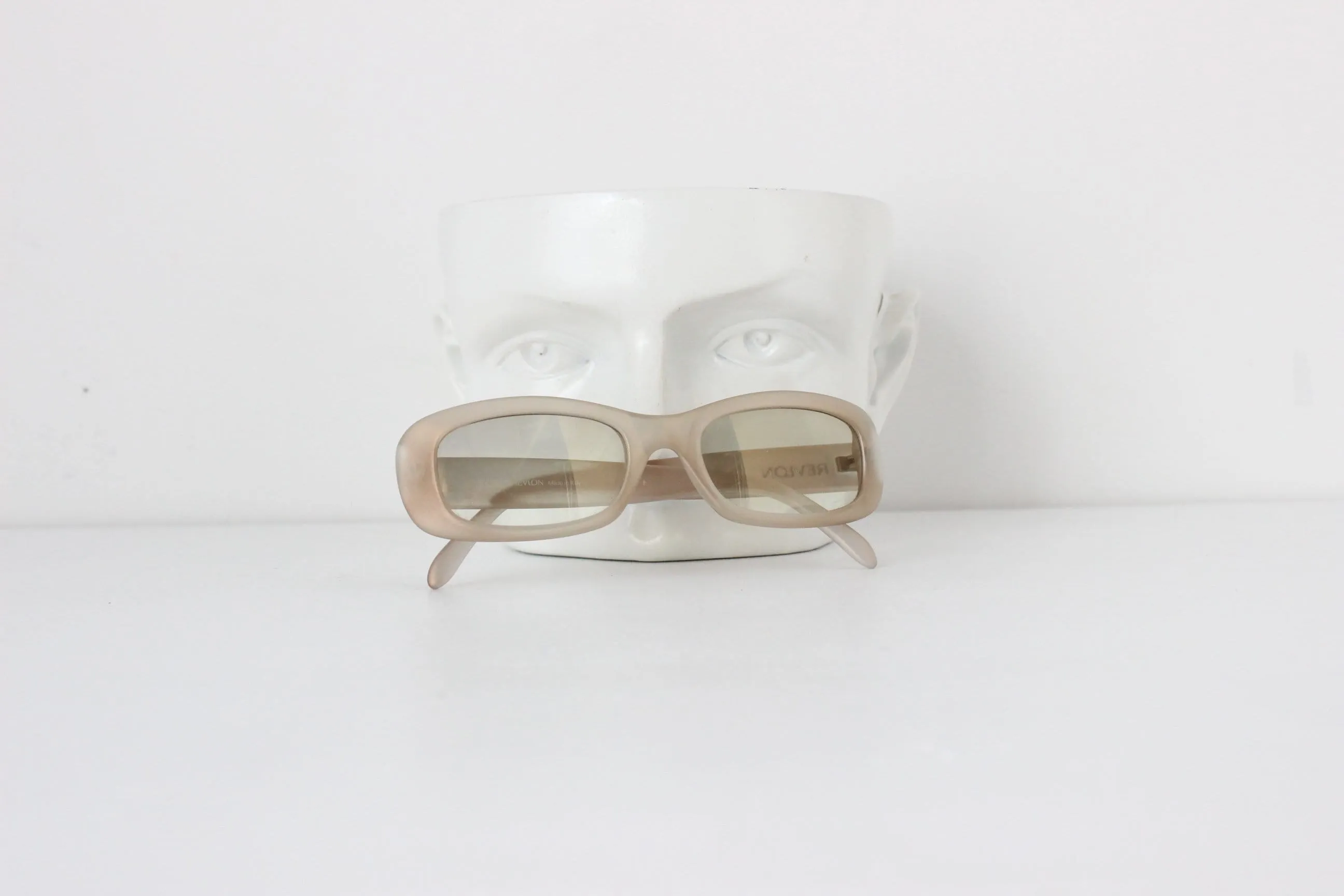 Y2K Revlon Iridescent Gold Rectangular Vintage Sunglasses - Made in Italy