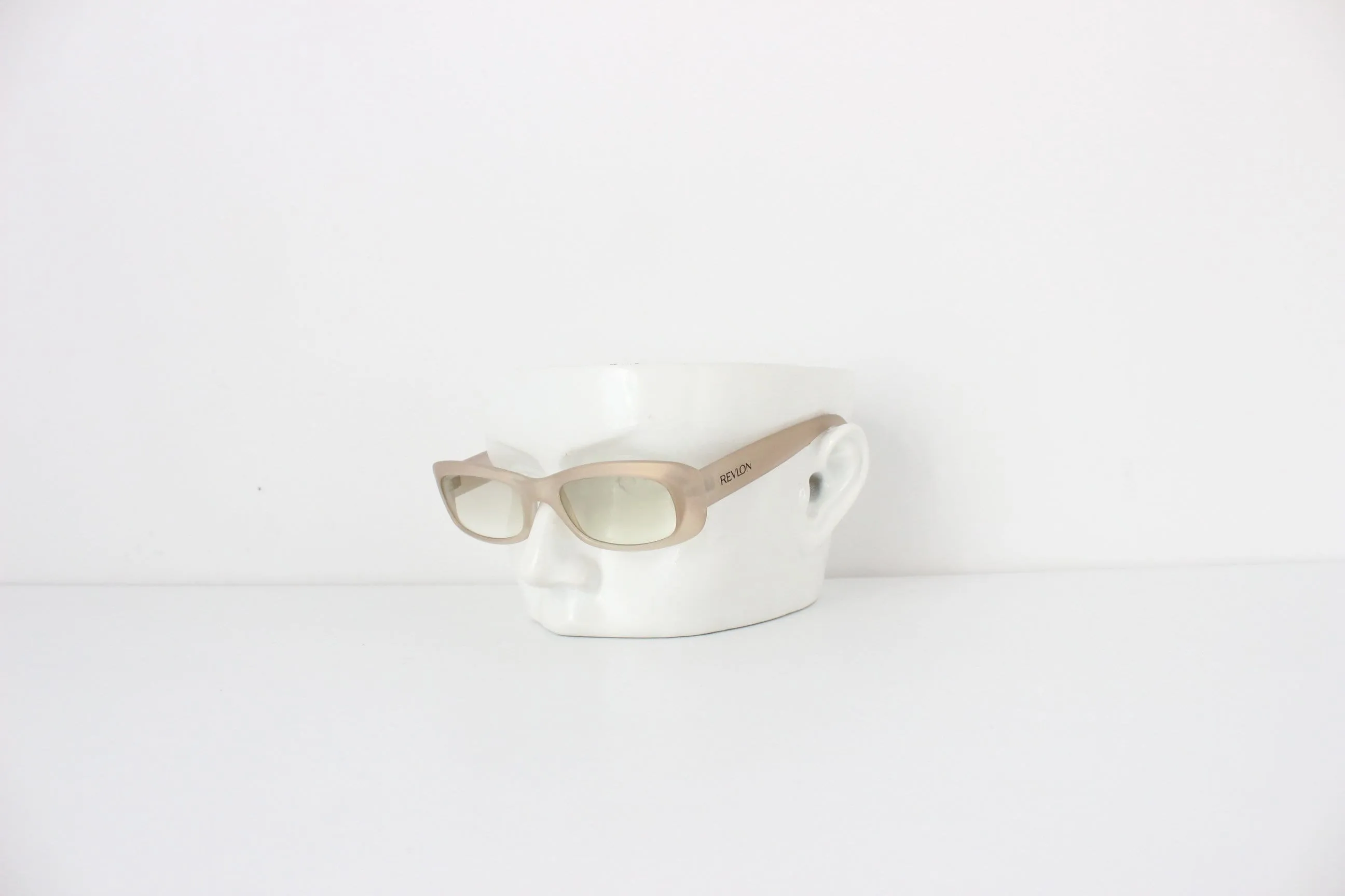 Y2K Revlon Iridescent Gold Rectangular Vintage Sunglasses - Made in Italy