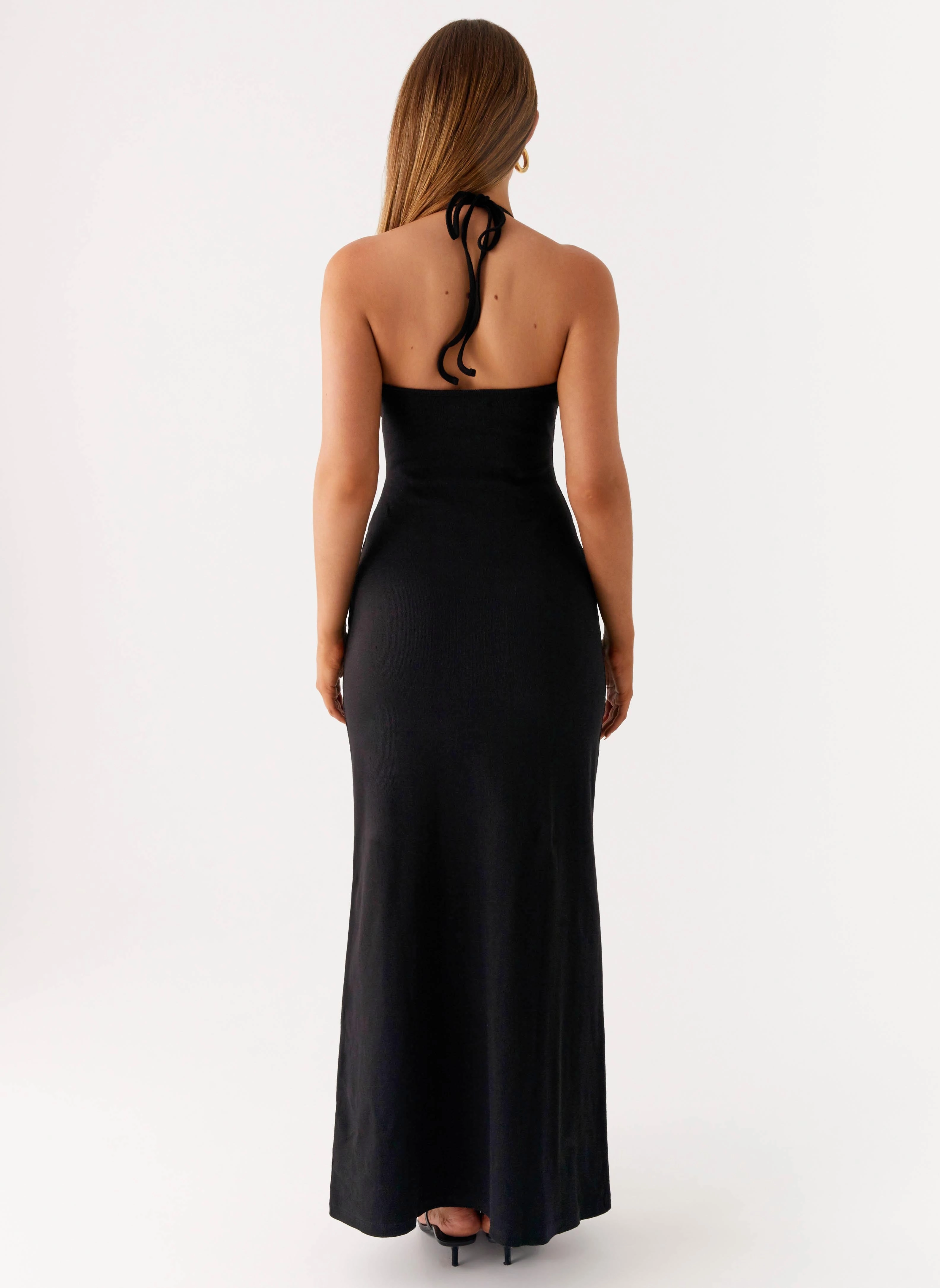Yaselle Button Front Maxi Dress - Black