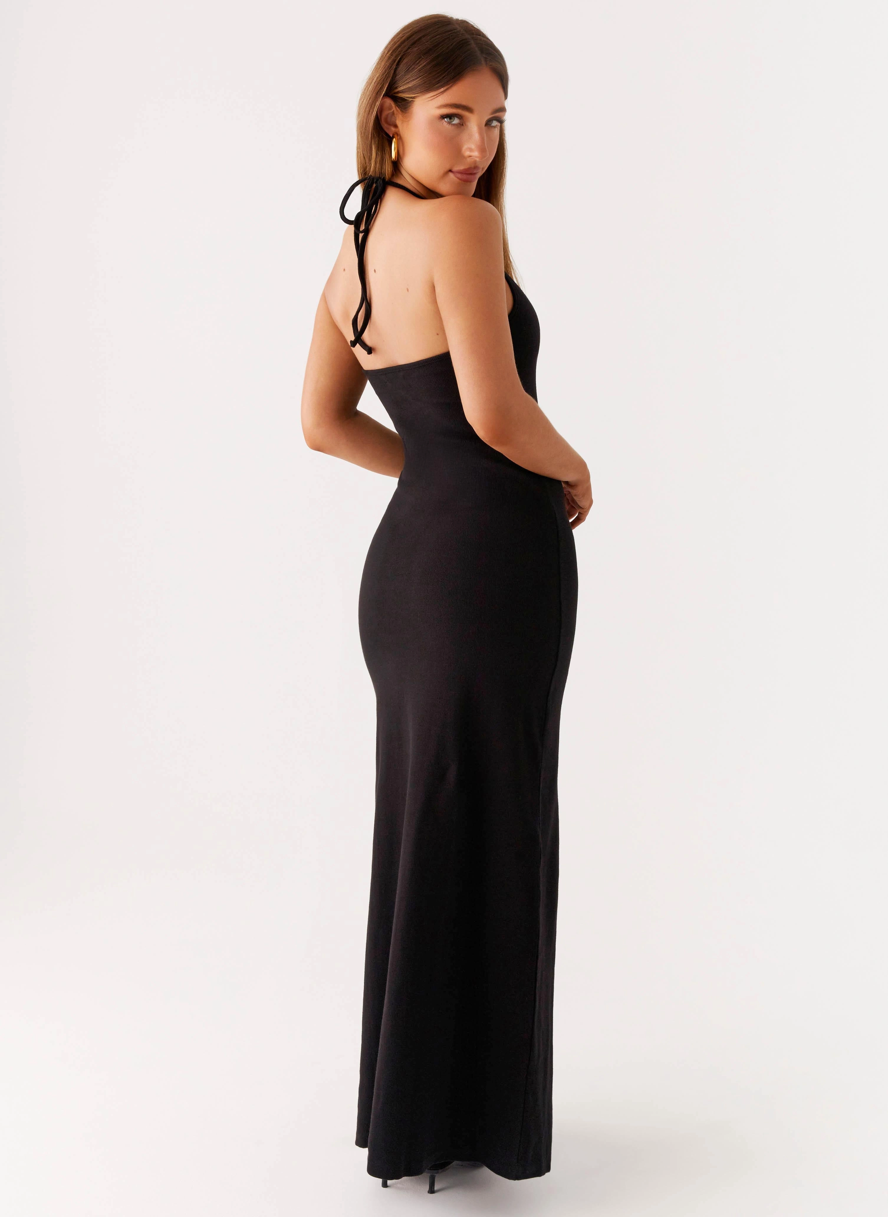 Yaselle Button Front Maxi Dress - Black