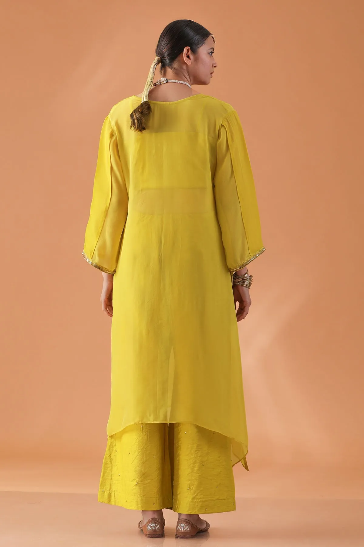 Yellow Embroidered Kaftan Set