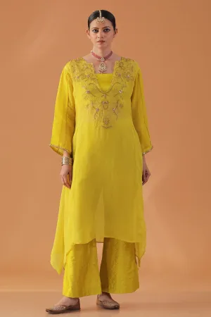 Yellow Embroidered Kaftan Set