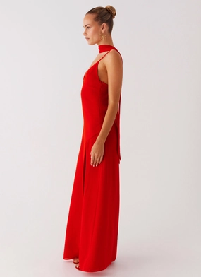 Yorke Scarf Maxi Dress - Raspberry Red Yorke Scarf Maxi Dress - Raspberry Red