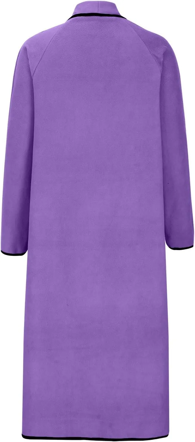 YRAETENM Long Winter Coats for Women Plus Size Warm Wool Blend Pea Coats Mid Long Lapel Open Front Trench Coats with Pockets