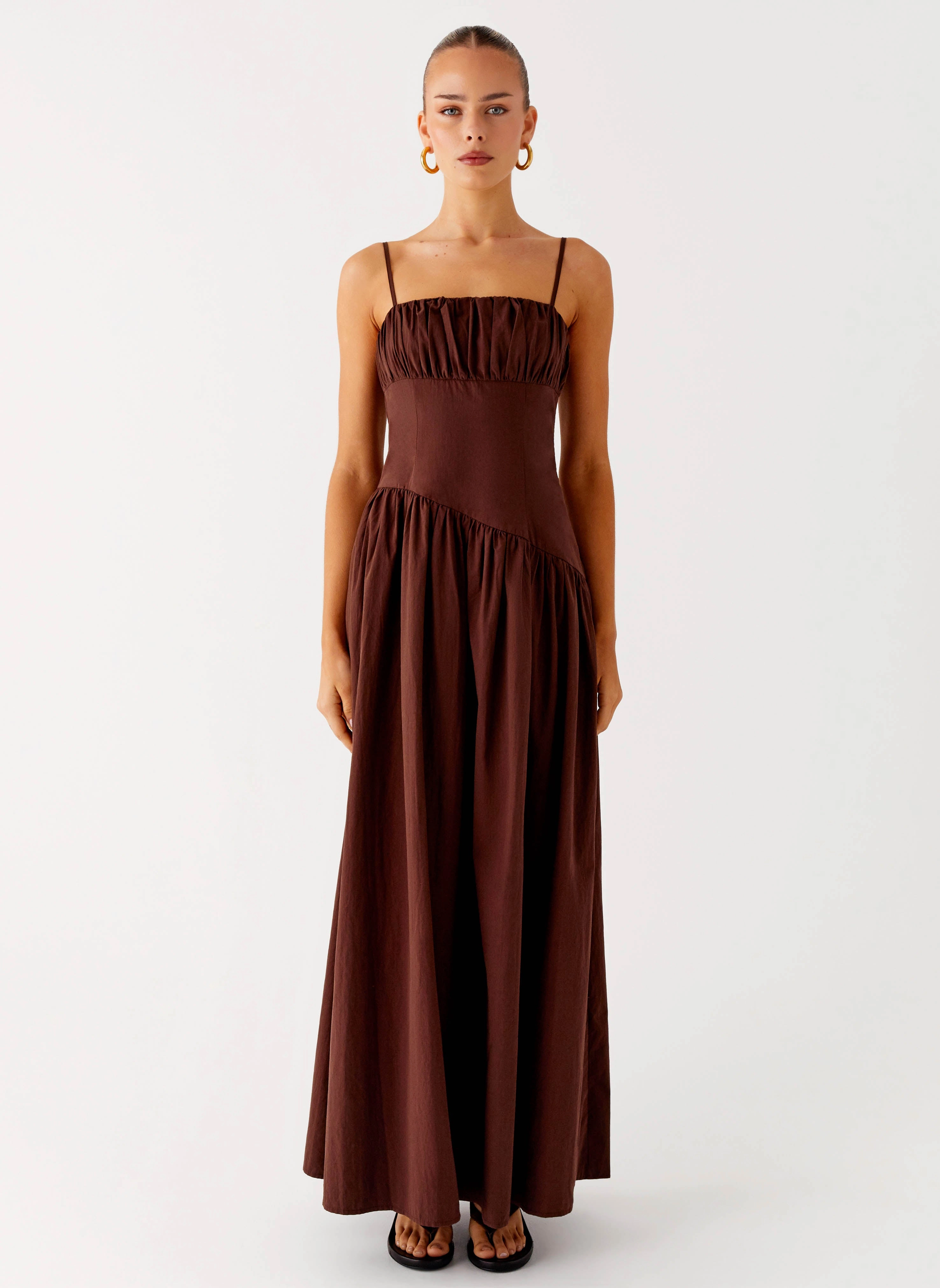 Yuna Drop Waist Maxi Dress - Chocolate