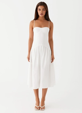 Yvette Corset Midi Dress - White Yvette Corset Midi Dress - White