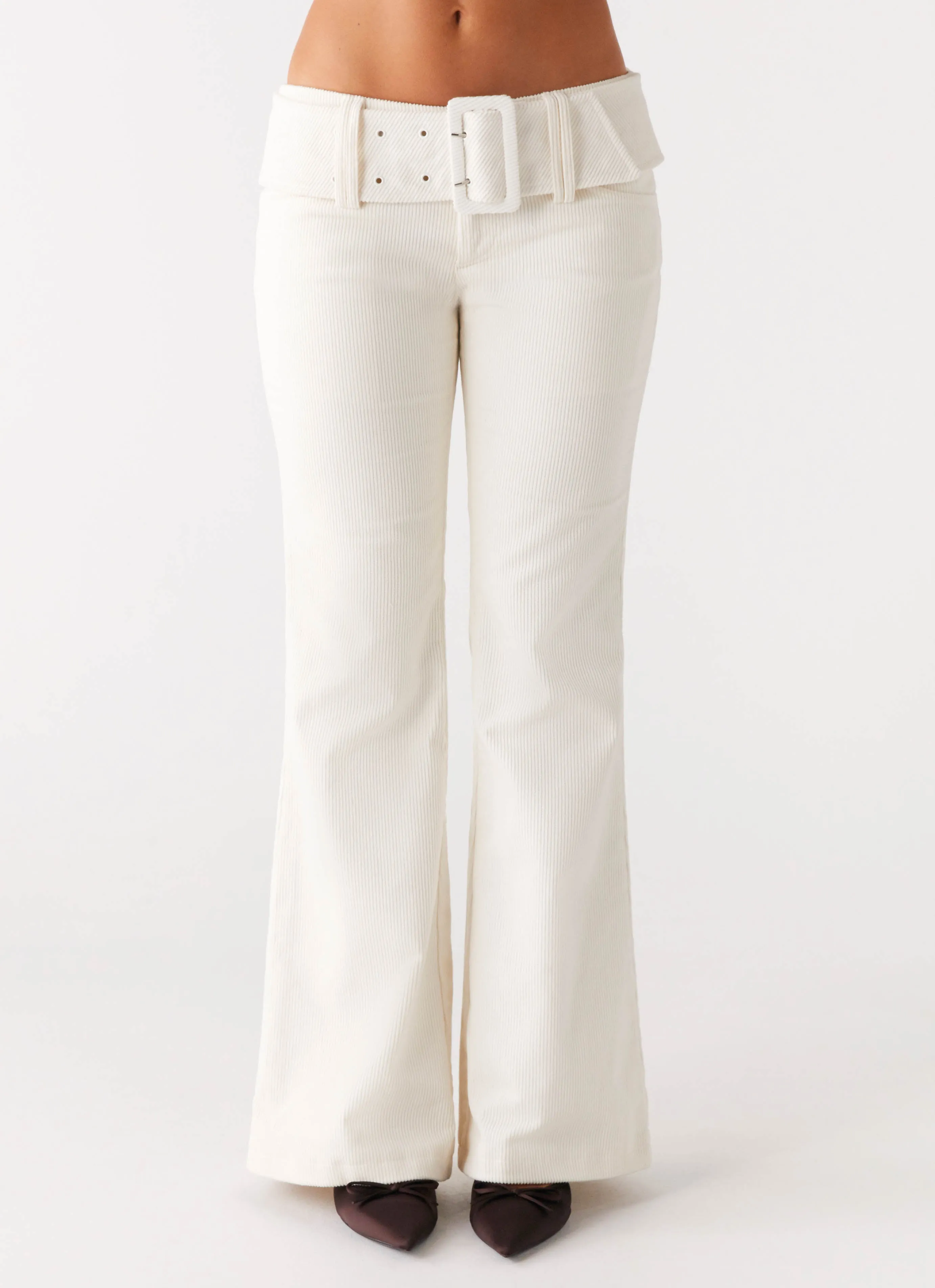 Zadie Low Rise Cord Jeans - Pearl