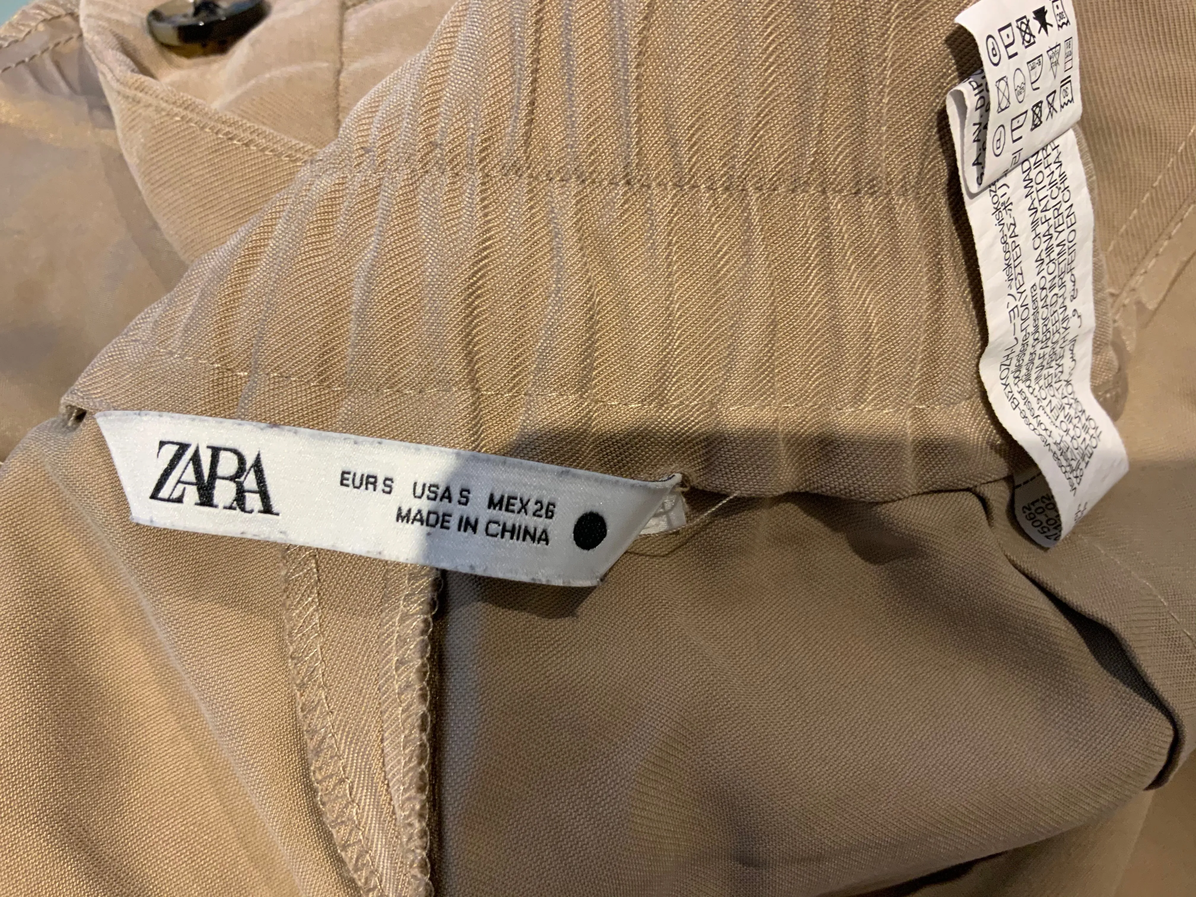 ZARA Beige High Waisted Pleated Trousers Size S small ladies