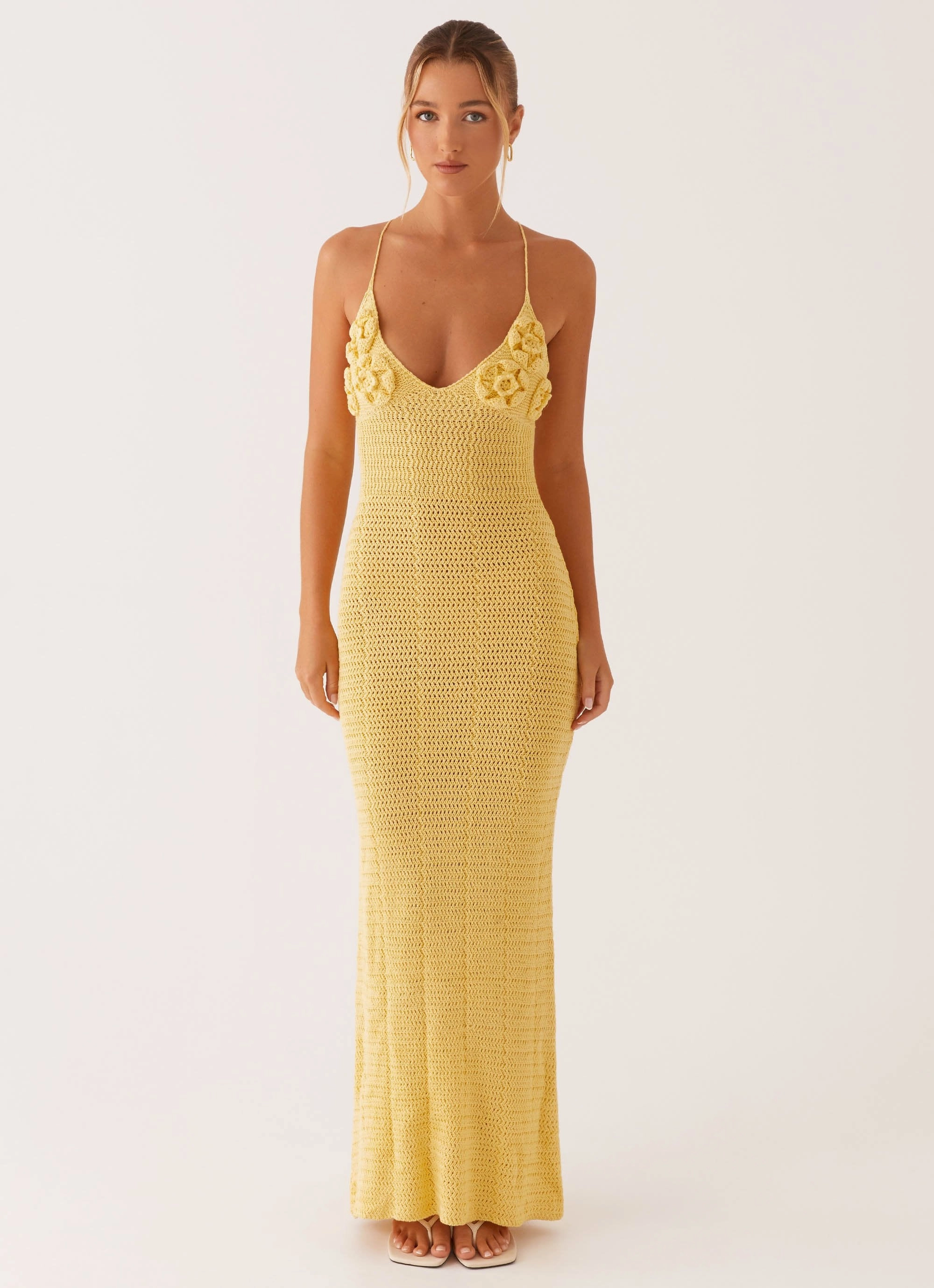 Zara Rose Crochet Maxi Dress - Yellow