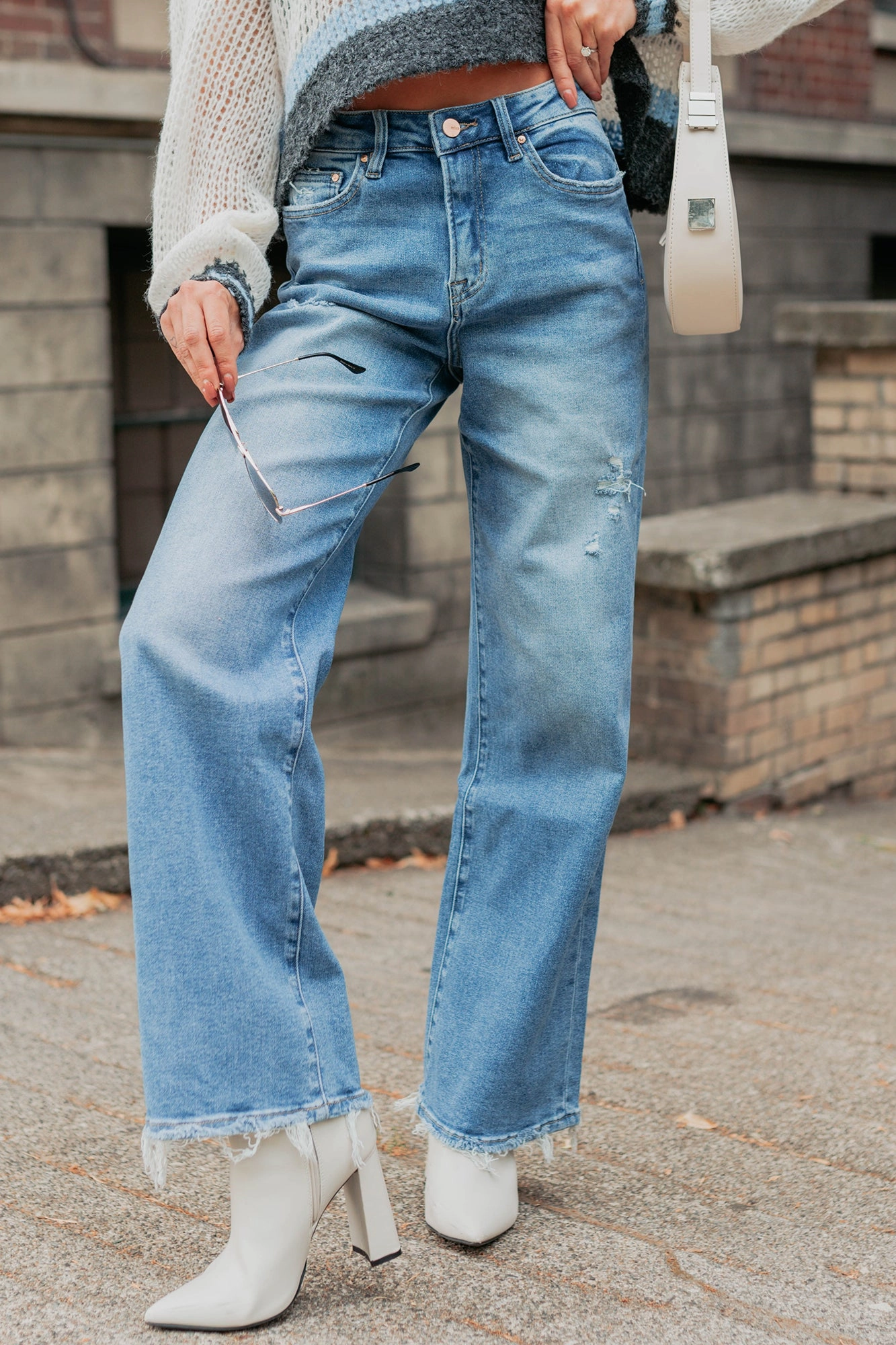 Zari High Rise Straight Leg Mica Denim Jeans (Medium)