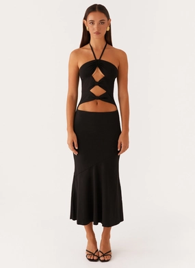 Zena Halterneck Midi Dress - Black Zena Halterneck Midi Dress - Black