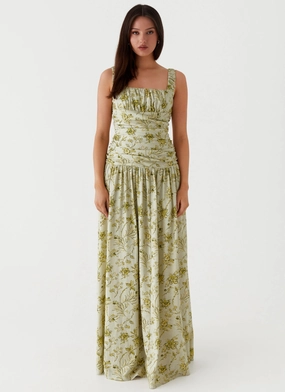 Zinna Linen Maxi Dress - Sage Floral Zinna Linen Maxi Dress - Sage Floral