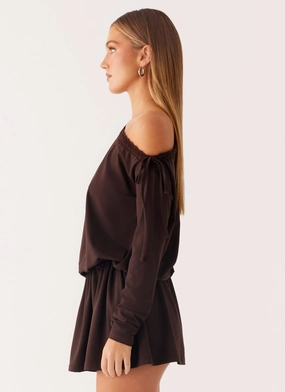 Zinnia Mini Dress - Chocolate Zinnia Mini Dress - Chocolate
